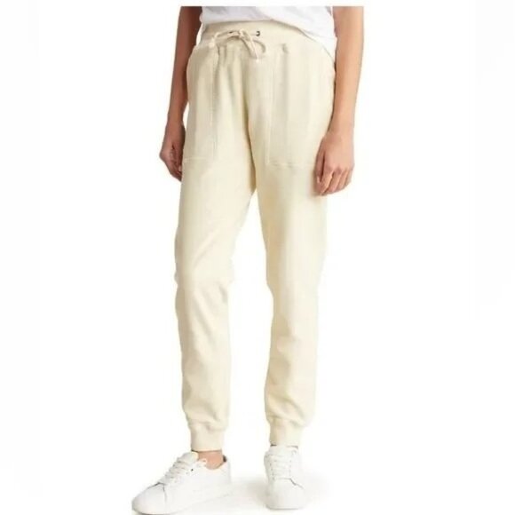 Faherty Reset Day Jogger Pant Birch Cream 90s stretch beach sz L - Picture 1 of 10